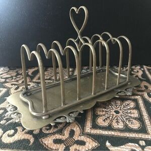 Victorian Silver Plate Toast Rack with Heart Handle